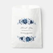 Dusty Blue Slate Navy Floral Botanical Wedding Bedankzakje (Voorkant)