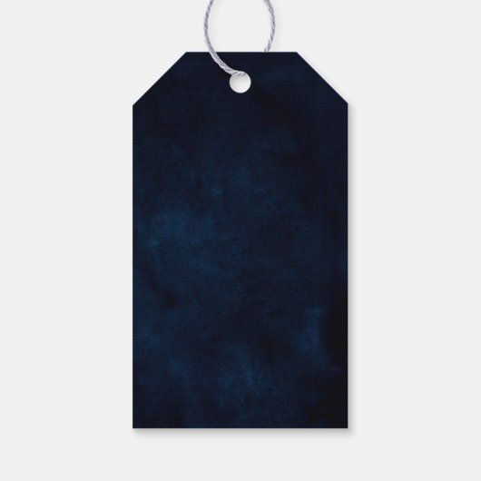 Dusty Blue Slate Navy Floral Botanical Wedding Cadeaulabel (Achterkant)