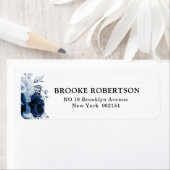 Dusty Blue Slate Navy Floral Botanical Wedding Etiket (Insitu)