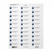 Dusty Blue Slate Navy Floral Botanical Wedding Etiket (Full Sheet)