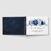 Dusty Blue Slate Navy Floral Botanical Wedding Gastenboek (Volledig)