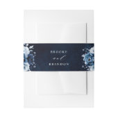 Dusty Blue Slate Navy Floral Botanical Wedding Inv Uitnodigingen Wikkel (Voorkant Voorbeeld)