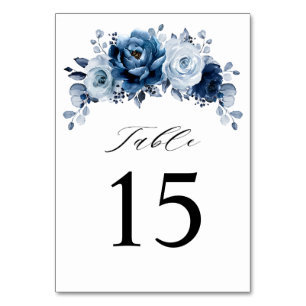 Dusty Blue Slate Navy Floral Botanical Wedding Kaart