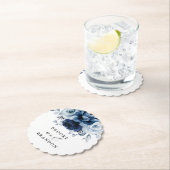 Dusty Blue Slate Navy Floral Botanical Wedding Kartonnen Onderzetters (Insitu)