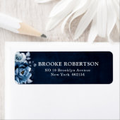 Dusty Blue Slate Navy Floral Botanical Wedding Lab Etiket (Insitu)