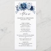 Dusty Blue Slate Navy Floral Botanical Wedding Menu (Voorkant)