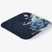 Dusty Blue Slate Navy Floral Botanical Wedding Pap Papieren Bordje (Gebogen)