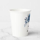 Dusty Blue Slate Navy Floral Botanical Wedding Papieren Bekers (Rechts)