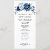 Dusty Blue Slate Navy Floral Botanical Wedding Programmakaart (Achterkant)