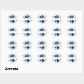 Dusty Blue Slate Navy Floral Botanical Wedding Ronde Sticker (Vel)