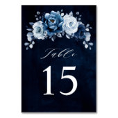 Dusty Blue Slate Navy Floral Botanical Wedding Tab Kaart (Achterkant)