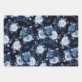 Dusty Blue Slate Navy Floral Botanical Wedding Wra Inpakpapier Vel (Voorkant 2)