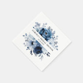 Dusty Blue Slate Navy Floral Vrijgezellenfeest Nap Servet (Hoek)