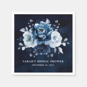 Dusty Blue Slate Navy Floral Vrijgezellenfeest Nap Servet