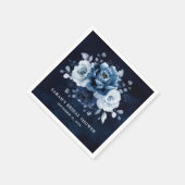 Dusty Blue Slate Navy Floral Vrijgezellenfeest Nap Servet (Hoek)