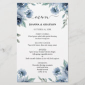 Dusty Blue Slate Navy Floral Wedding Menu (Voorkant)