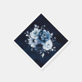 Dusty Blue Slate Navy Floral Wedding Napkins Servet (Hoek)