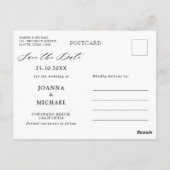 Dusty Blue Slate Navy Floral Wedding Save the Date Briefkaart (Achterkant)