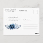 Dusty Blue Slate Navy Floral Wedding Save the Date Briefkaart (Achterkant)