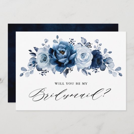 Dusty Blue Slate Navy Kaart (Voorkant / Achterkant)