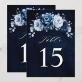 Dusty Blue Slate Navy Trouwtafel Nummer Kaart (Voorkant / Achterkant)