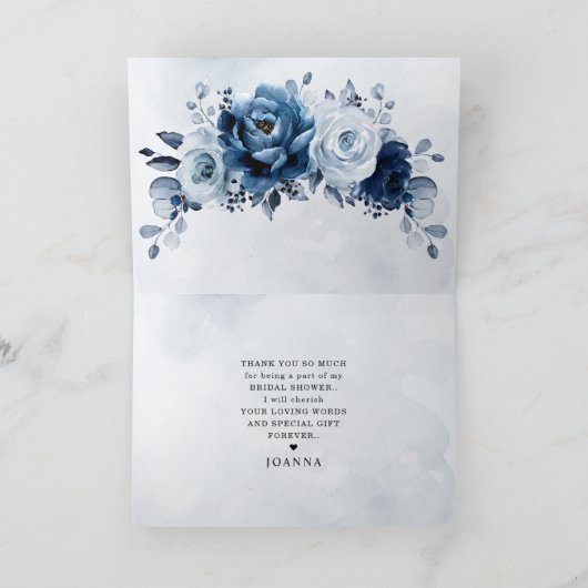 Dusty Blue Slate Navy Vrijgezellenfeest Weddenscha Bedankkaart (Binnen)