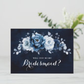 Dusty Blue Slate Navy... zal je mijn Bridesmaid zi Kaart (Staand voorkant)