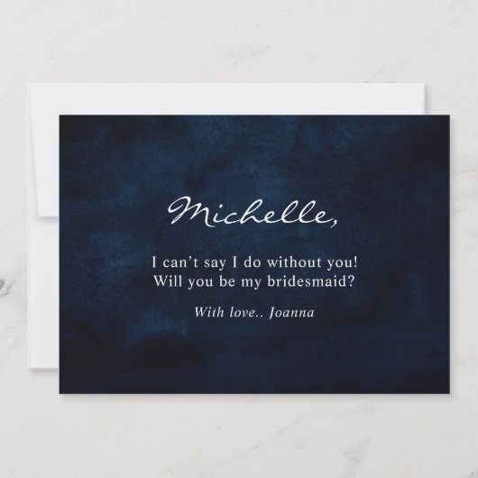 Dusty Blue Slate Navy... zal je mijn Bridesmaid zi Kaart (Achterkant)