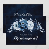 Dusty Blue Slate Navy... zal je mijn Bridesmaid zi Kaart (Voorkant / Achterkant)