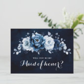 Dusty Blue Slate Navy... zal je mijn dienstmeisje  Kaart (Staand voorkant)