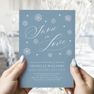 Dusty Blue Snow in Love Bridal Shower Uitnodiging