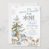 Dusty Blue Snow Much Fun To Be One Birthday Kaart (Voorkant)