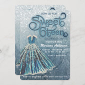 Dusty blue snow winter wonderland zoet 16 kaart (Voorkant / Achterkant)