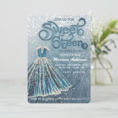 Dusty blue snow winter wonderland zoet 16 kaart (Staand voorkant)