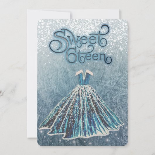 Dusty blue snow winter wonderland zoet 16 kaart (Achterkant)