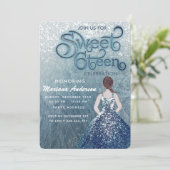 Dusty blue snow winter wonderland zoet 16 kaart (Staand voorkant)