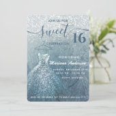 Dusty blue snow winter wonderland zoet 16 kaart (Staand voorkant)