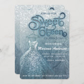 Dusty blue snow winter wonderland zoet 16 kaart (Voorkant / Achterkant)