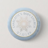 Dusty Blue Snowflake Baby shower Button (Voorkant)
