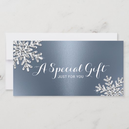 Dusty Blue Snowflake Beauty Salon Gift Certificate (Voorkant)