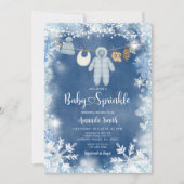 Dusty Blue Snowflake Boy Clothesline Baby Sprinkle Kaart (Voorkant)
