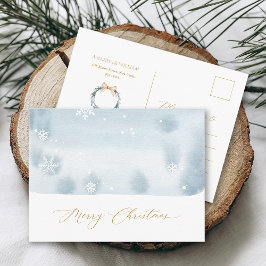 Dusty Blue Snowflake Christmas Briefkaart