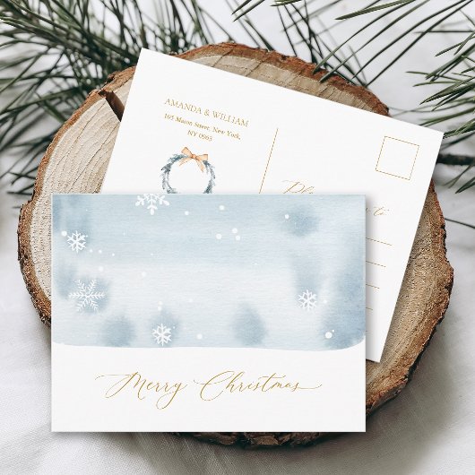 Dusty Blue Snowflake Christmas Briefkaart