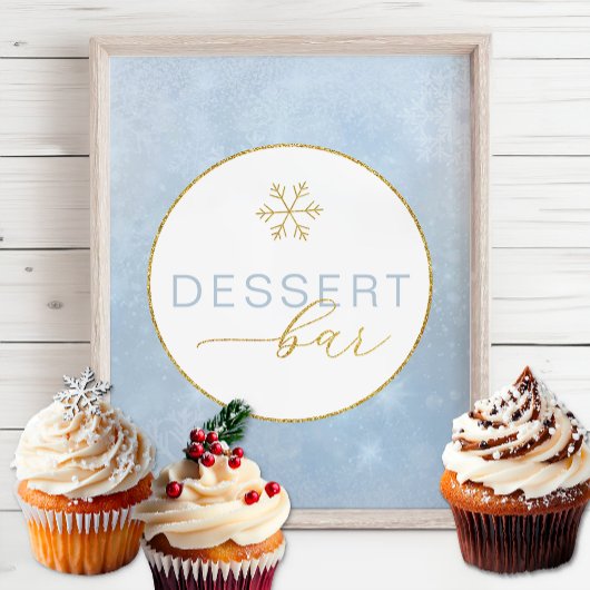 Dusty Blue Snowflake Dessert Bar Sign