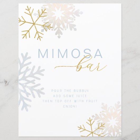 Dusty Blue Snowflake Mimosa Bar Sign (Voorkant)