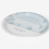 Dusty Blue Snowflake Papieren Bordje (Gekanteld)