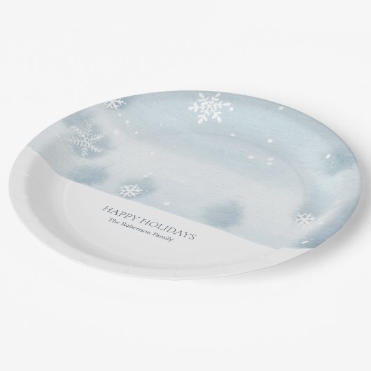 Dusty Blue Snowflake Papieren Bordje (Gekanteld)