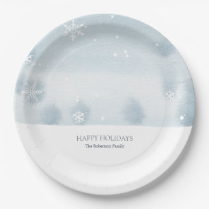 Dusty Blue Snowflake Papieren Bordje