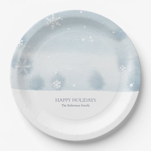 Dusty Blue Snowflake Papieren Bordje (Voorkant)