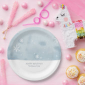 Dusty Blue Snowflake Papieren Bordje (Feest)